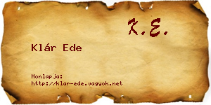 Klár Ede névjegykártya